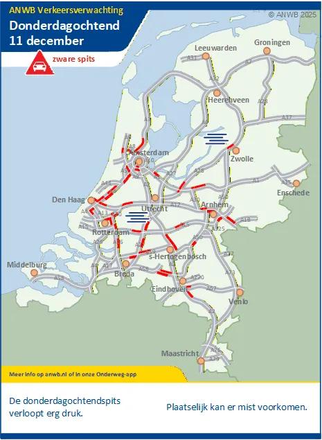 Verkeersverwachting donderdagochtend 11 december.