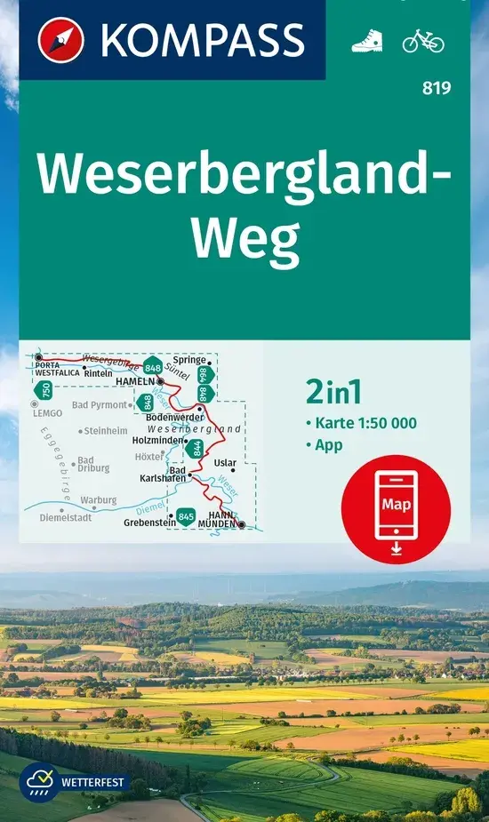 Wandelkaart WK819 Weserbergland-Weg