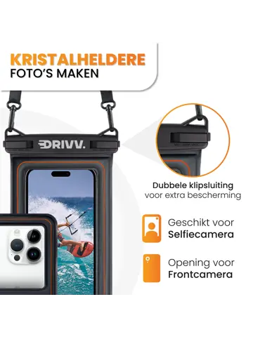 Waterdichte Telefoonhoesje 6.8" Zwart - Drijvend