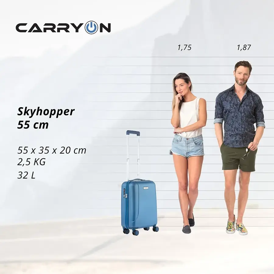 CarryOn Skyhopper 4 Wiel Trolley 55 cool blue