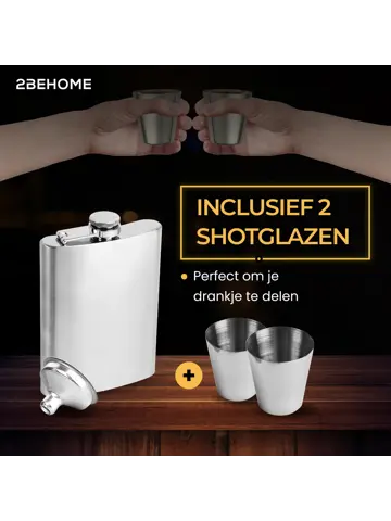 Heupfles met opbergdoos en shotglazen