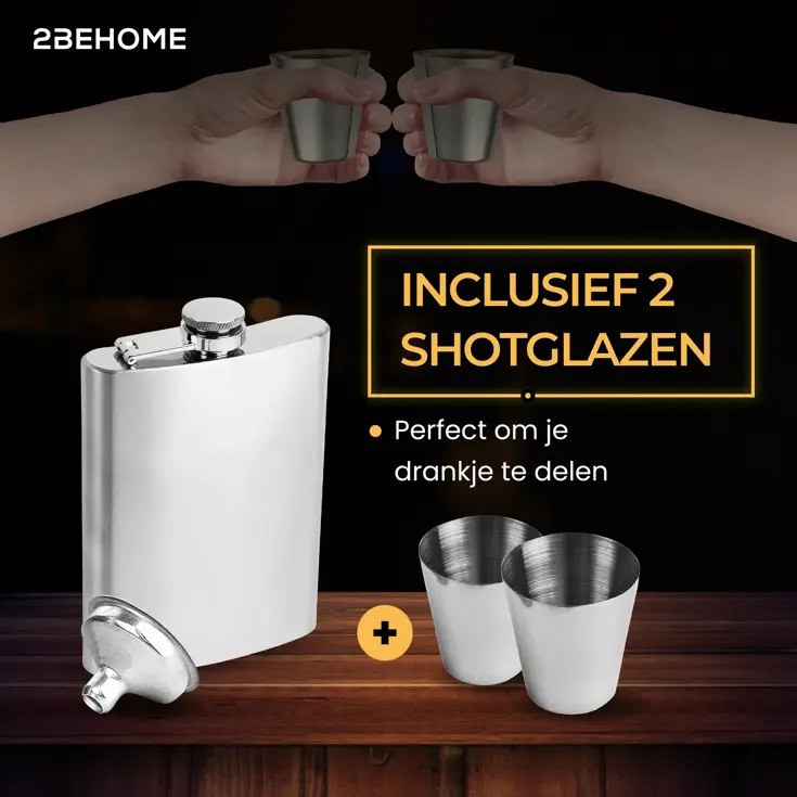 Heupfles met opbergdoos en shotglazen