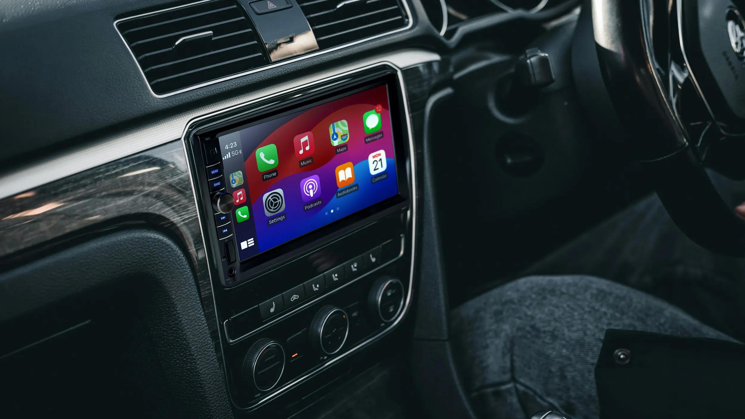 NHOPEEW 2-DIN Autoradio Met 7 Inch Touchscreen – Draadloze CarPlay & Android Auto, DAB+ Digitale Radio, Stuurbediening & HD Achteruitrijcamera Met 12 LED's 2 miniatura