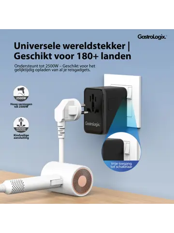 Reis Wereldstekker Snellader 180 landen DUO
