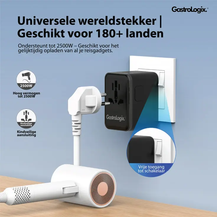 Reis Wereldstekker Snellader 180 landen DUO