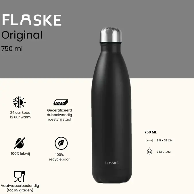 FLASKE 750 ml RVS Drinkfles