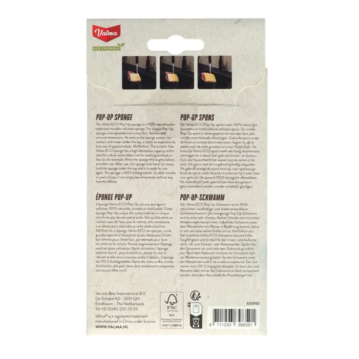 ECO Pop-Up Cellulose Spons - 100% Natuurlijk