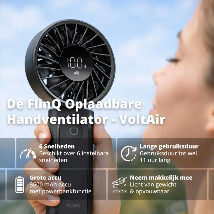 Oplaadbare Handventilator met Powerbank - Zwart