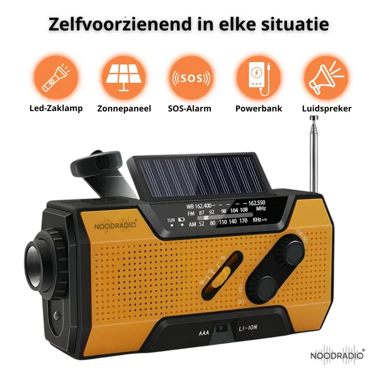 Noodradio® Solar Opwindbaar Met Batterijen