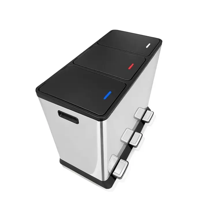 RVS Prullenbak 3 vakken – 45 liter