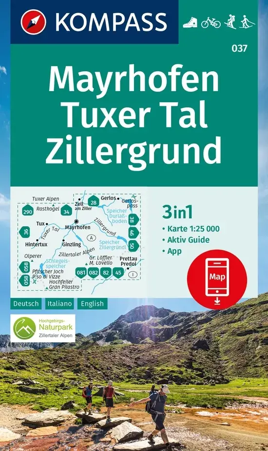 Wandelkaart WK037 Mayrhofen Tuxer Tal