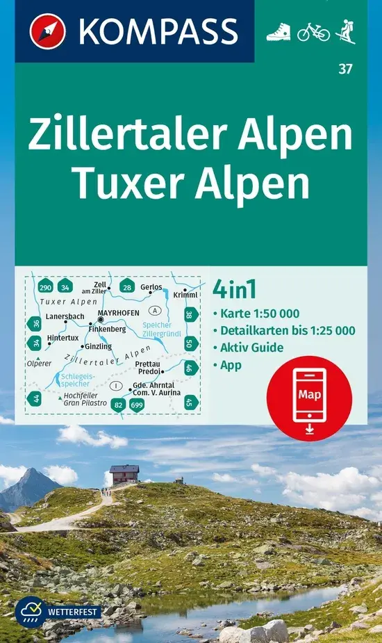Kompass Wandelkaart WK37 Zillertaler Alpen