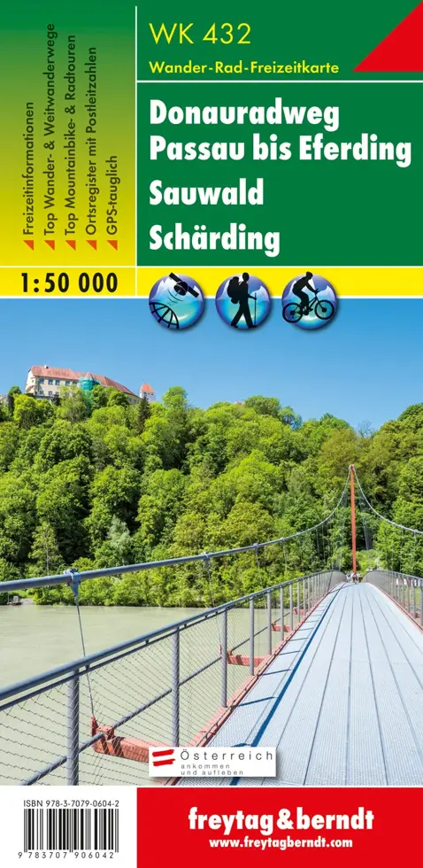 Wandelkaart WK432 Donauerradweg - Passau