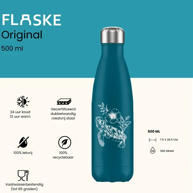 FLASKE 500 ml RVS Drinkfles