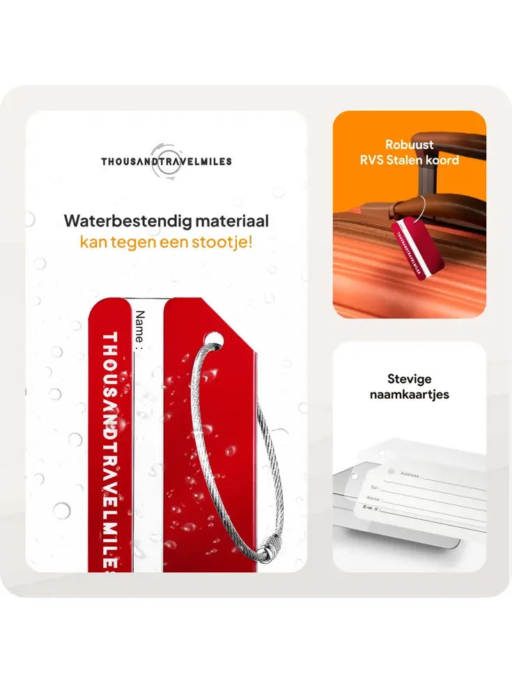 Aluminium Bagagelabel – 2 stuks – Rood