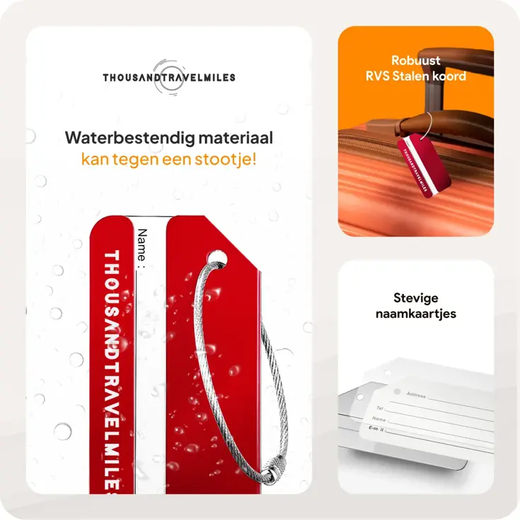 Aluminium Bagagelabel – 2 stuks – Rood