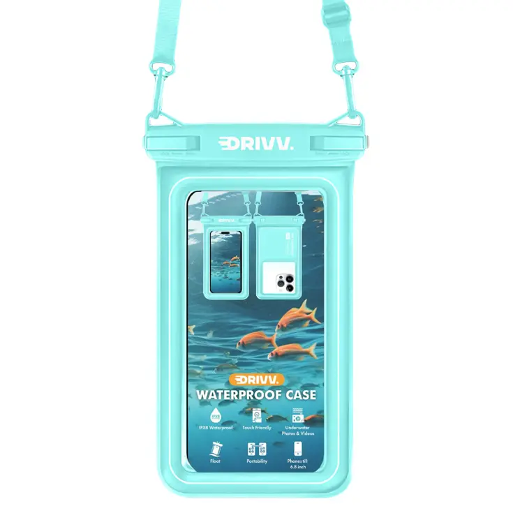 Drivv. Waterdicht Telefoonhoesje - 6.8" Blauw