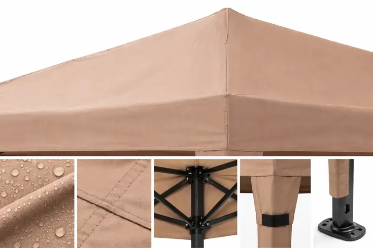 Easy Up Partytent 3x3 m Taupe - Stalen Frame
