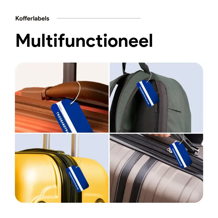 Aluminium kofferlabels – 4 stuks – Blauw