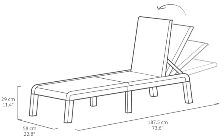 Mallorca Ligbed Wit - 187.5x58x29cm