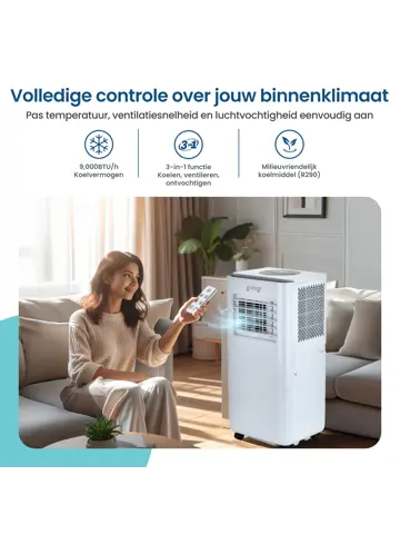 3-in-1 Mobiele Airco met Wifi en App - 9.000 BTU/h