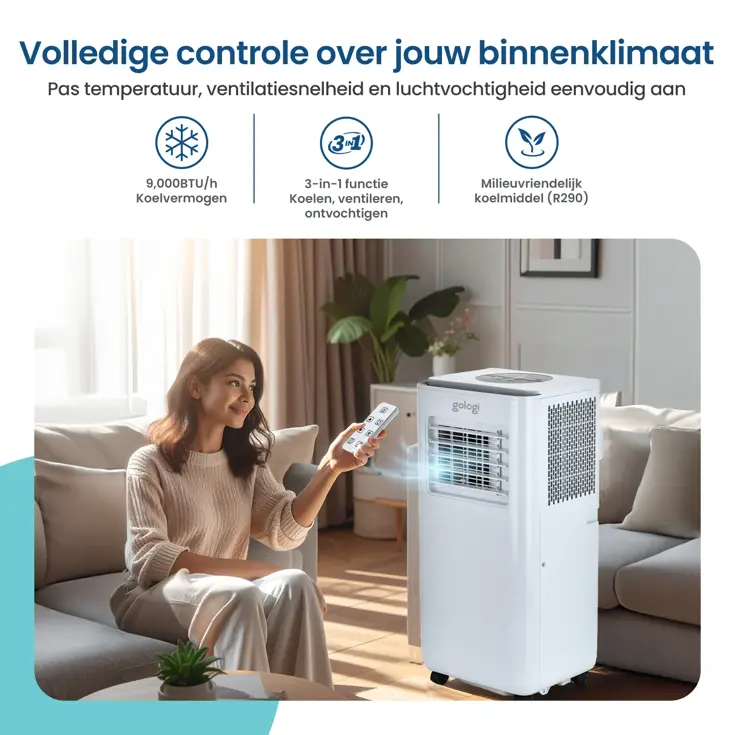 3-in-1 Mobiele Airco met Wifi en App - 9.000 BTU/h