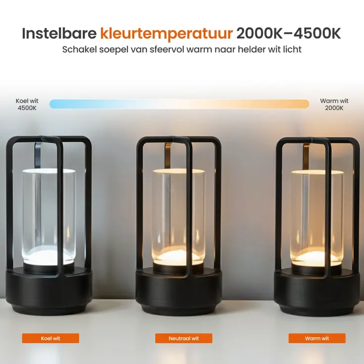 Lumina Tafellamp Oplaadbaar - 17.5cm - LED