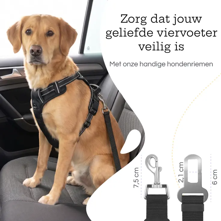 Hondengordel voor Auto - 2 stuks - Zwart