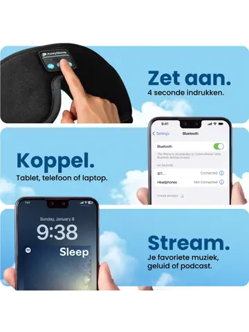 Slaapmasker Bluetooth - Zwart - PurelyGoods