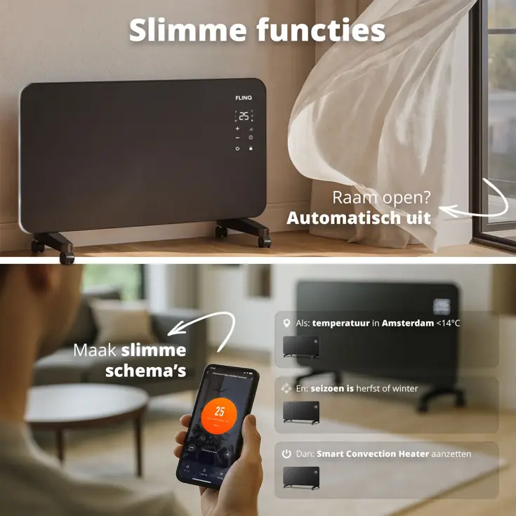Slimme Paneelverwarmer -2000W - Zwart
