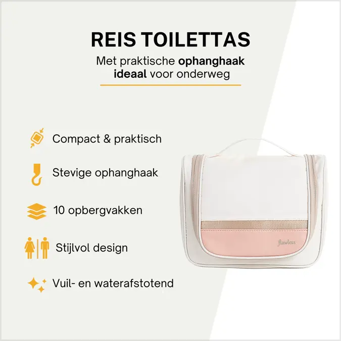 Toilettas met haak – Travel organizer – Wit