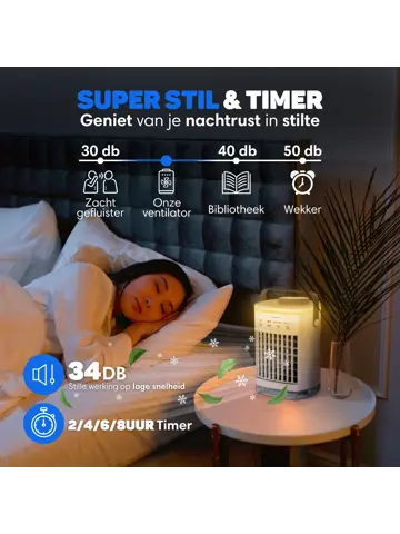 Mini Airco PRO - Tafelventilator incl Timer