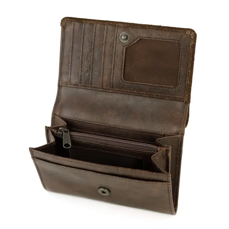 Flappie - Suede overslagportemonne - Leer