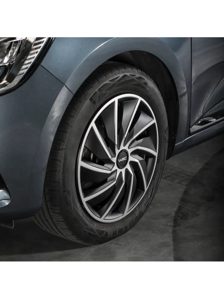 WRC Wieldoppen 15" - zilver/zwart 4 stuks