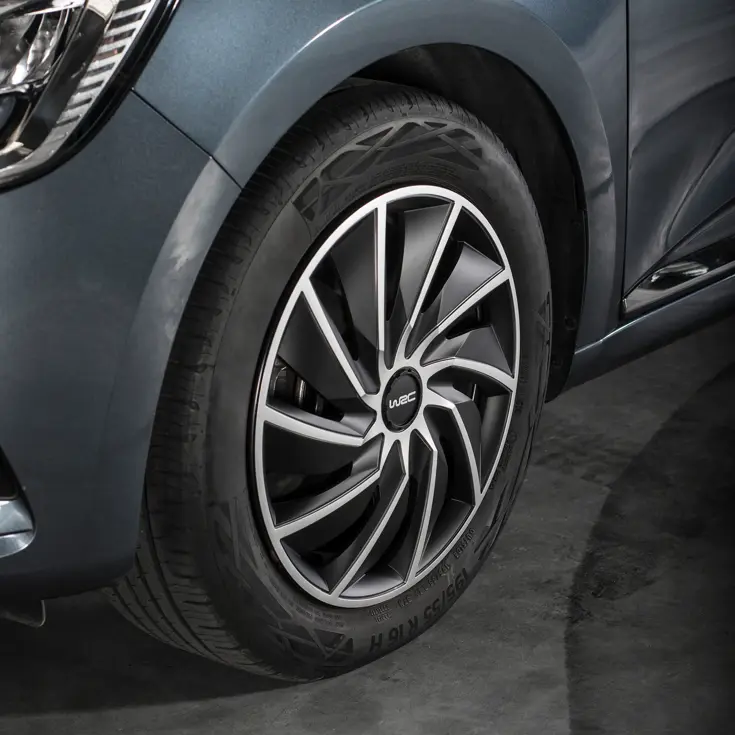 WRC Wieldoppen 15" - zilver/zwart 4 stuks