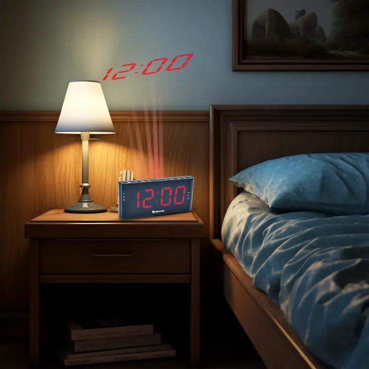 Wekker FM Klokradio Projectie Dimbaar LED display