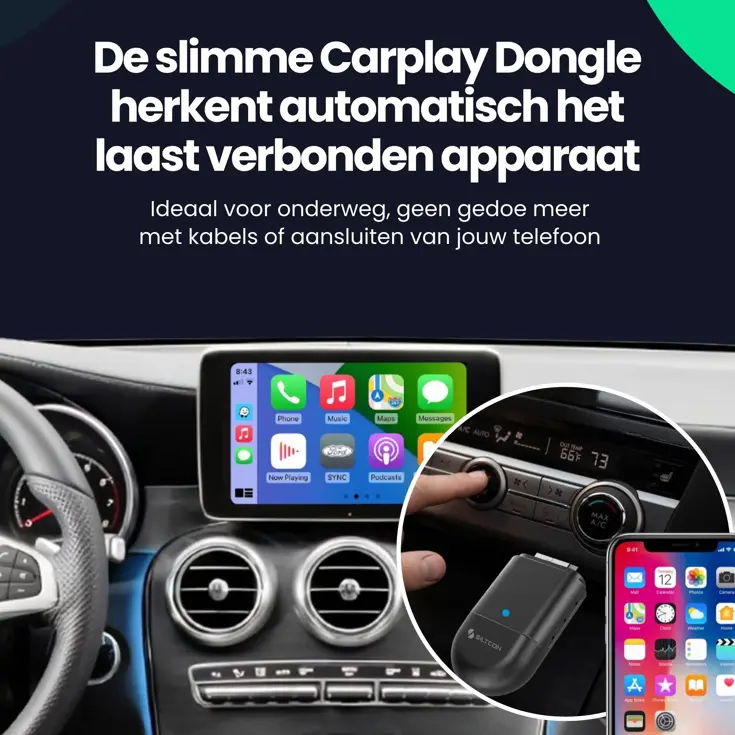 CarPlay Dongle - Draadloos - CarPlay/Android Auto