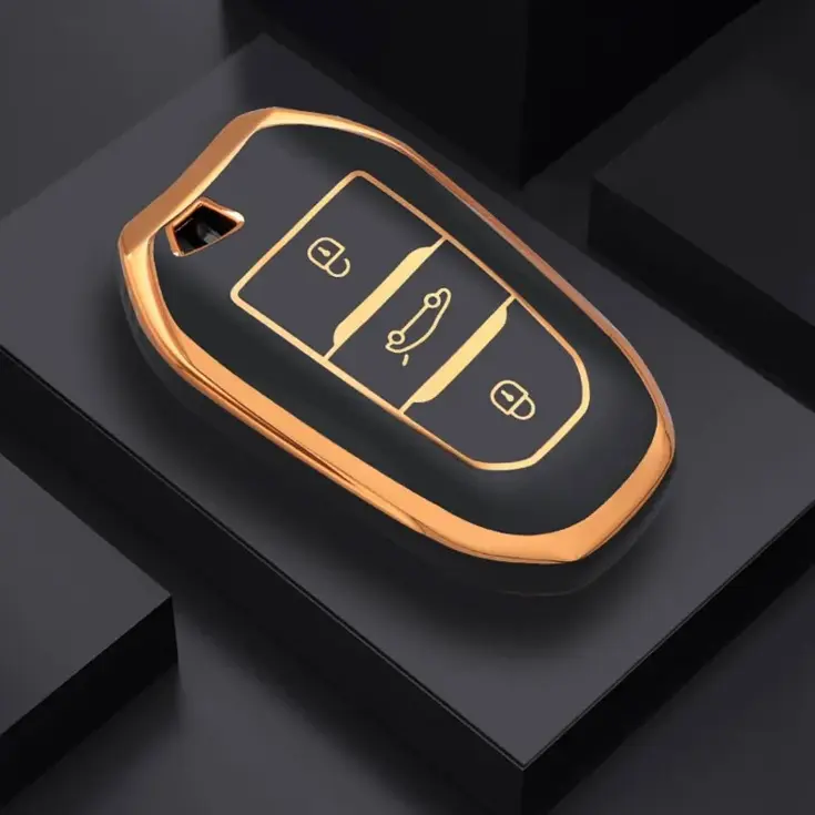 TPU Sleutelhoesje voor Peugeot goud B3
