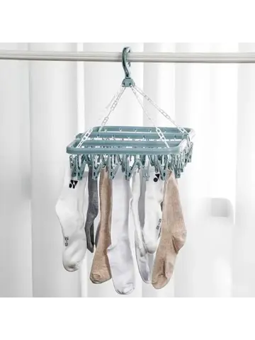 Opvouwbaar hangend droogrek - 28 knijpers