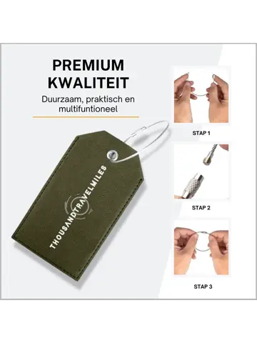 Bagagelabel – 4 stuks – Leer – Groen