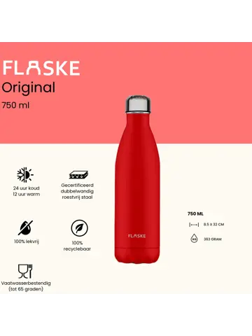 FLASKE 750 ml  RVS Drinkfles