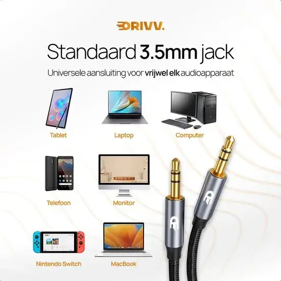 AUX Kabel 3.5mm - 2 Meter