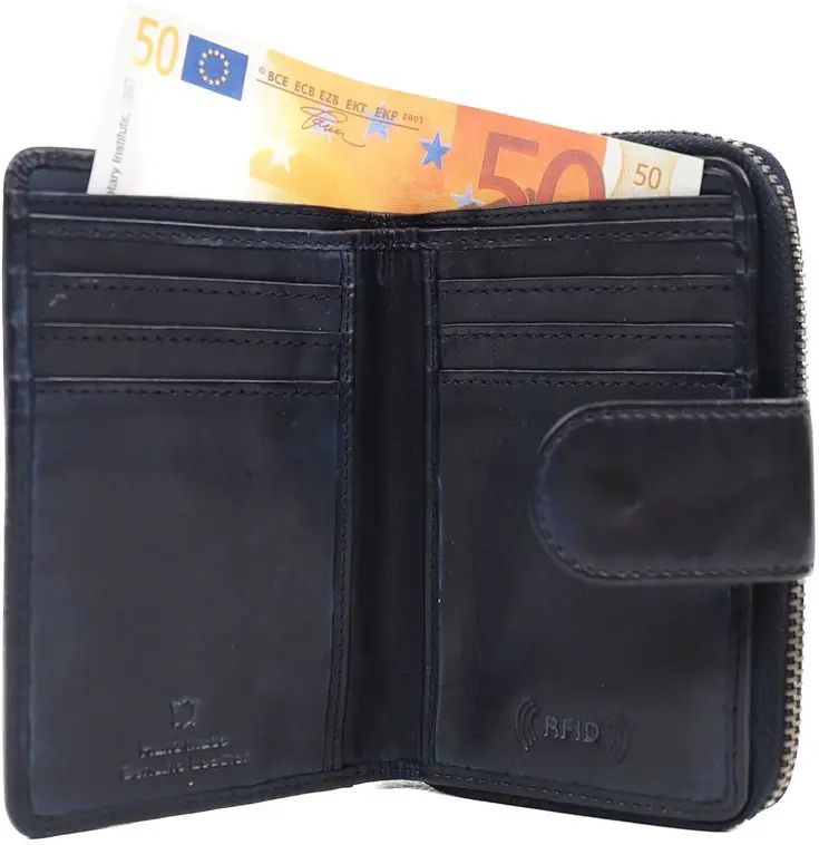 Loet - Ritsportemonnee - Leer - 6 pasjes