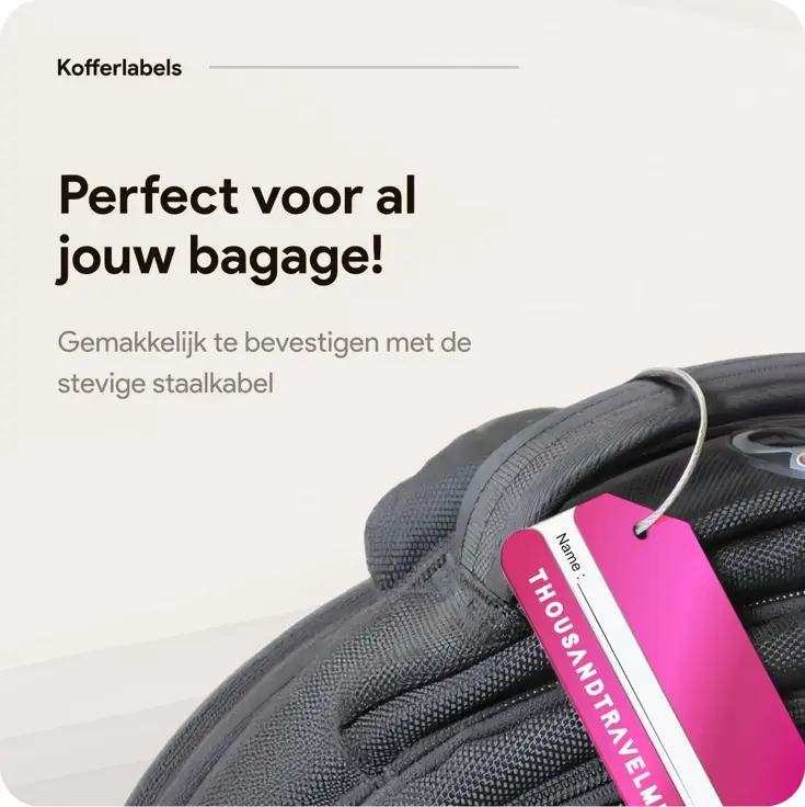 Aluminium Bagagelabel – 2 stuks – Roze