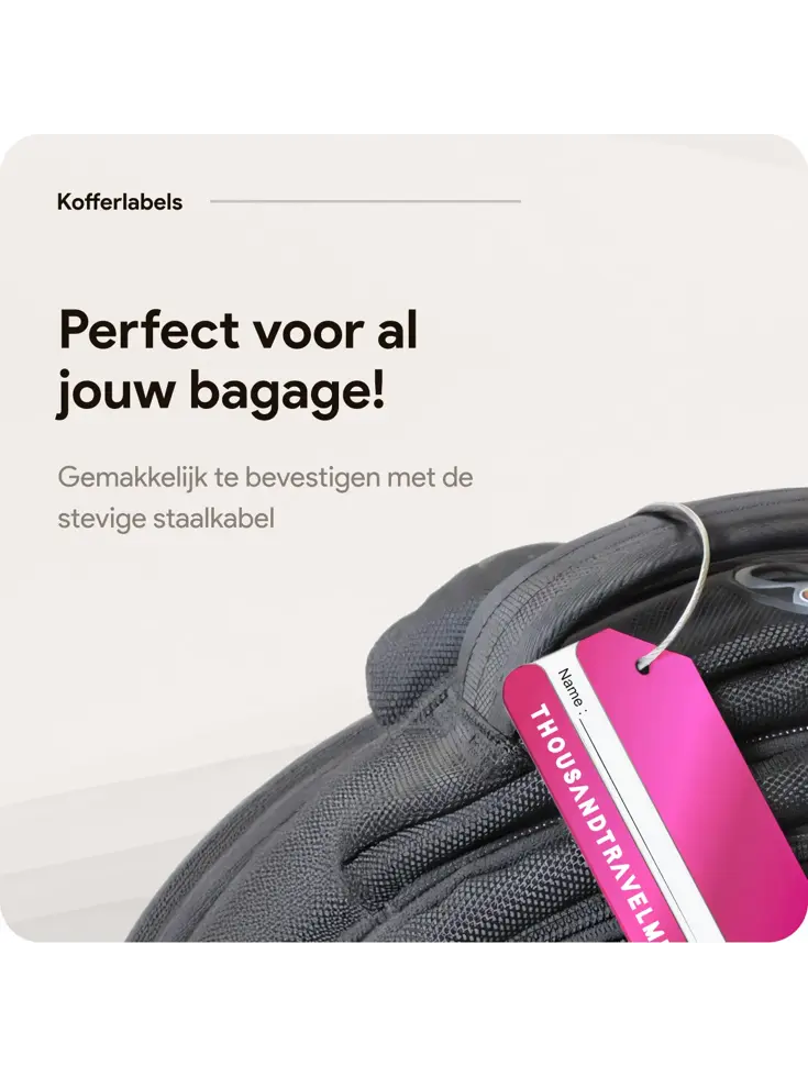Aluminium Bagagelabel – 2 stuks – Roze