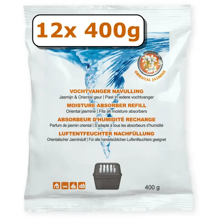 Vochtvanger navulling - 12x - 400 gram - jasmijn