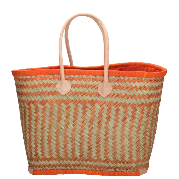 Bozaka- Rieten Mand - Strandtas - aansnoerkoord