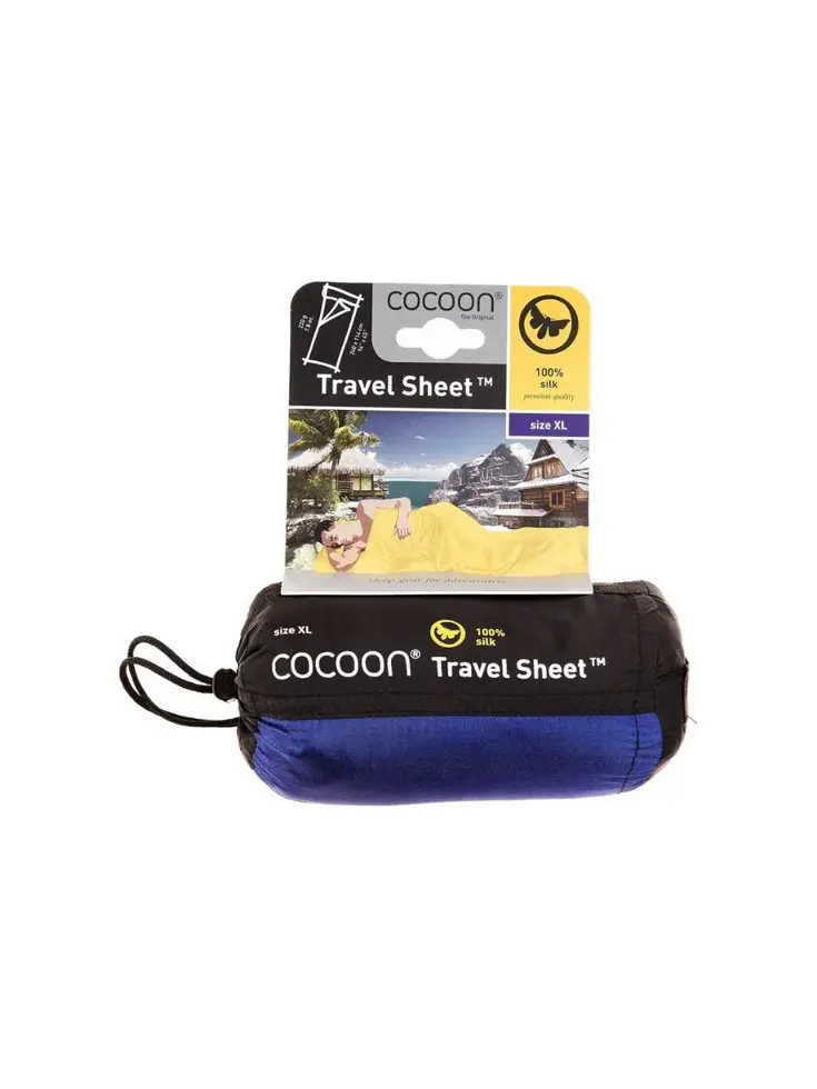 Cocoon Travelsheet XL 100 % Zijde Ultramarine Blue