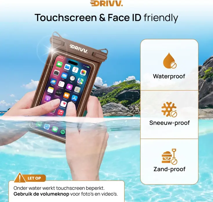 Waterdicht Telefoonhoesje - 6.8" Bruin - Drijvend