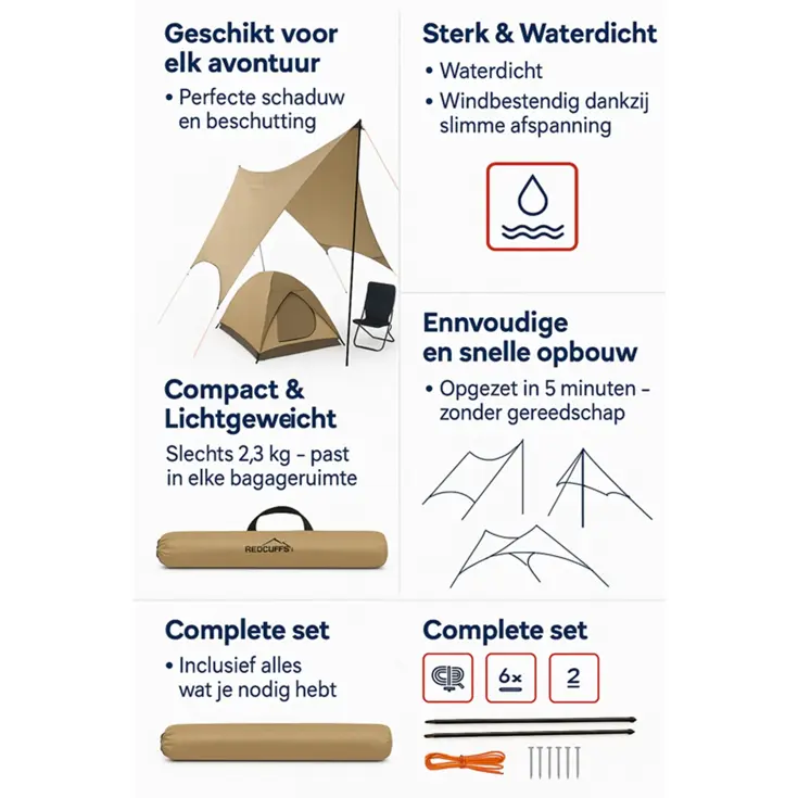 Tarp - 300x300x220 cm - Schaduwdoek -